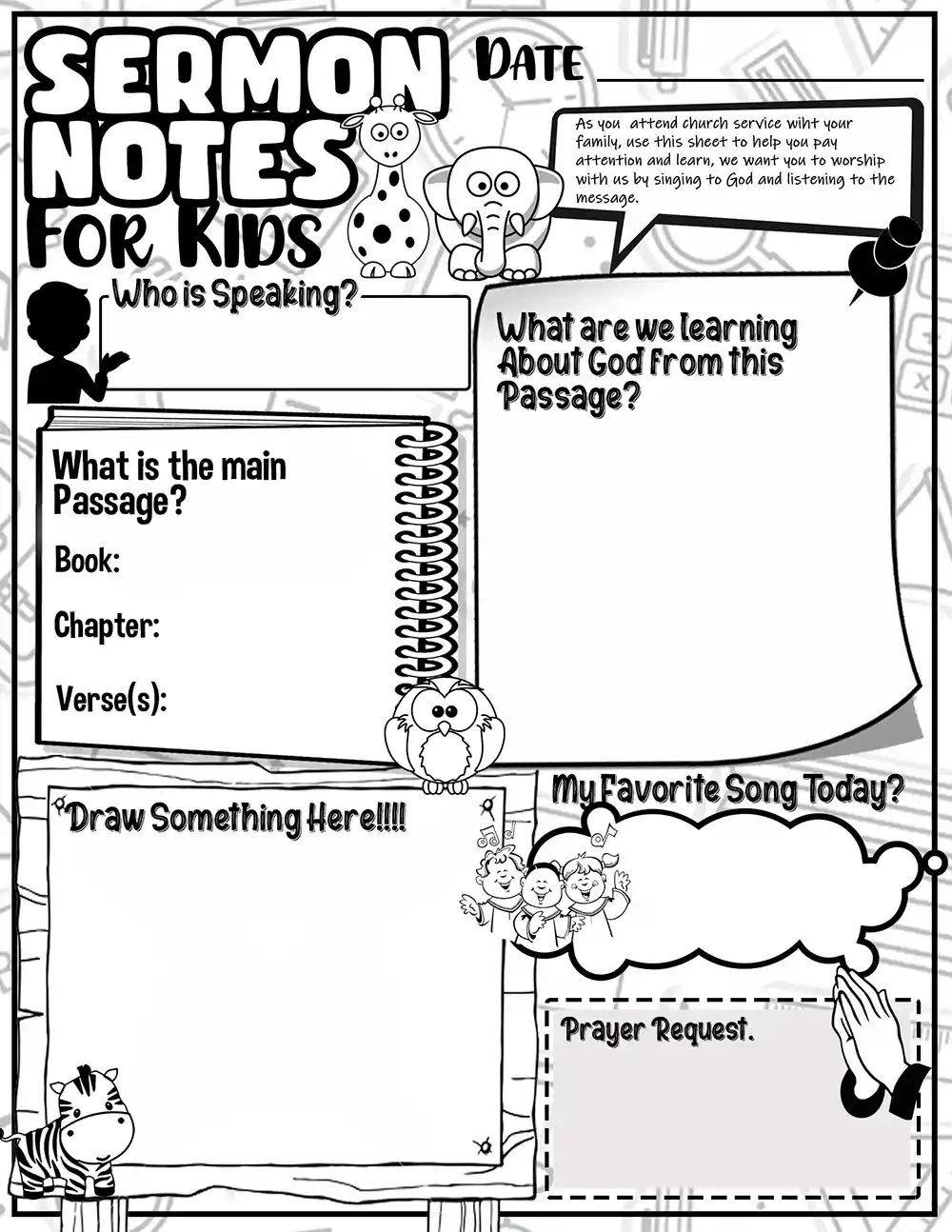 Sermon Notes Sheets for Kids Free Sheet 12 by Ministry Voice