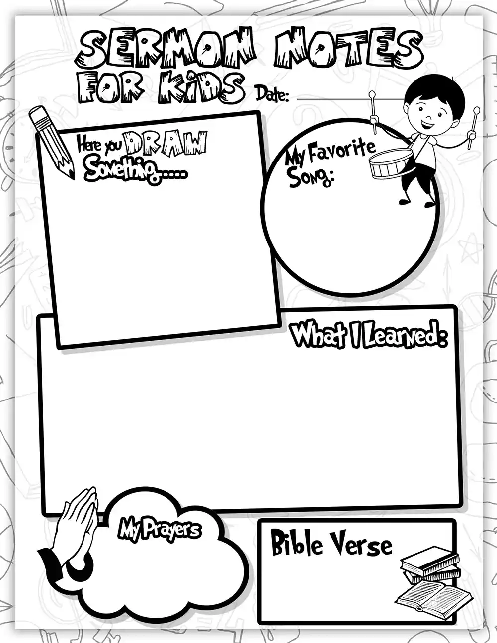 Sermon Notes Sheets for Kids Free Sheet 9 by Ministry Voice