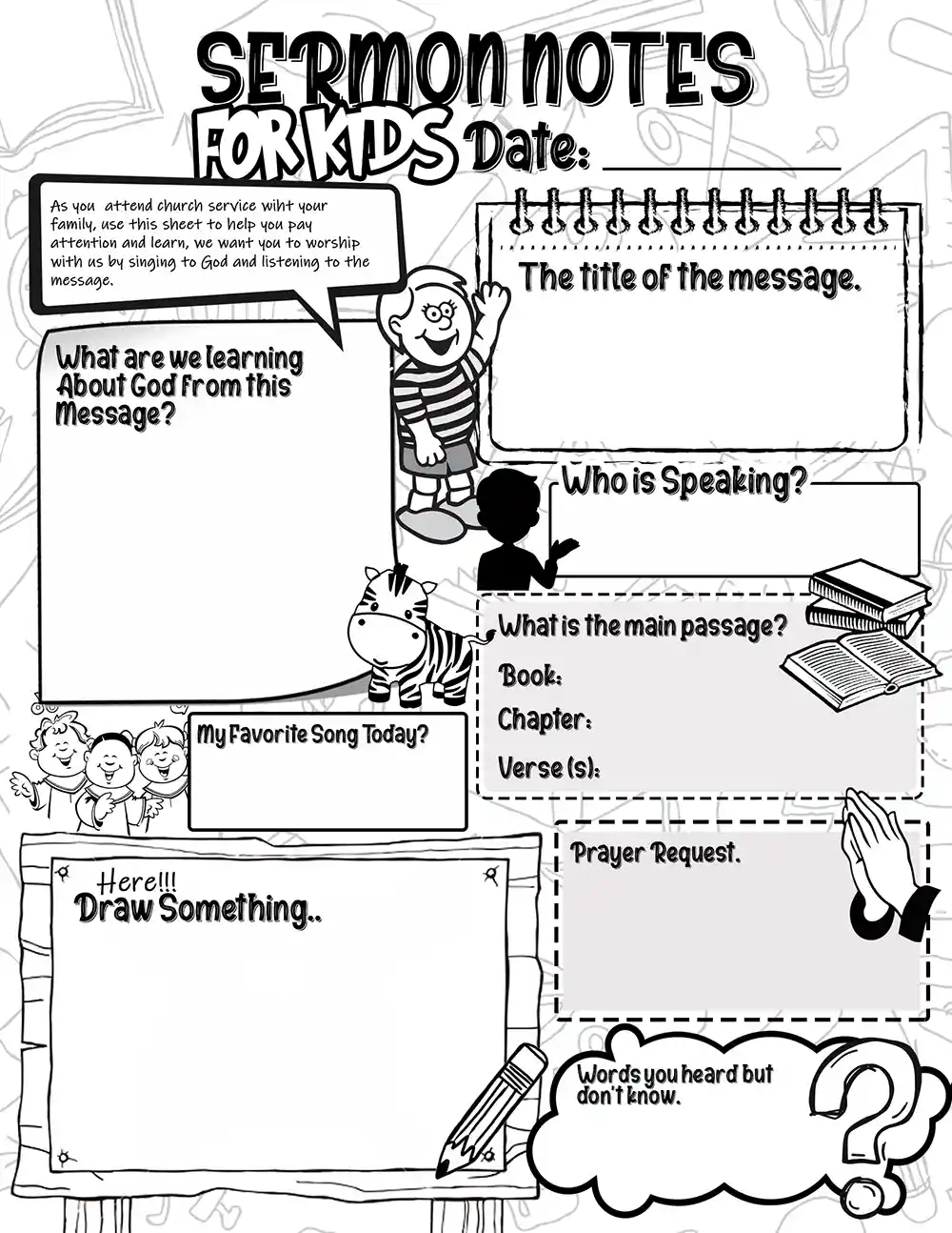 Sermon Notes Sheets for Kids Free Sheet 11 by Ministry Voice