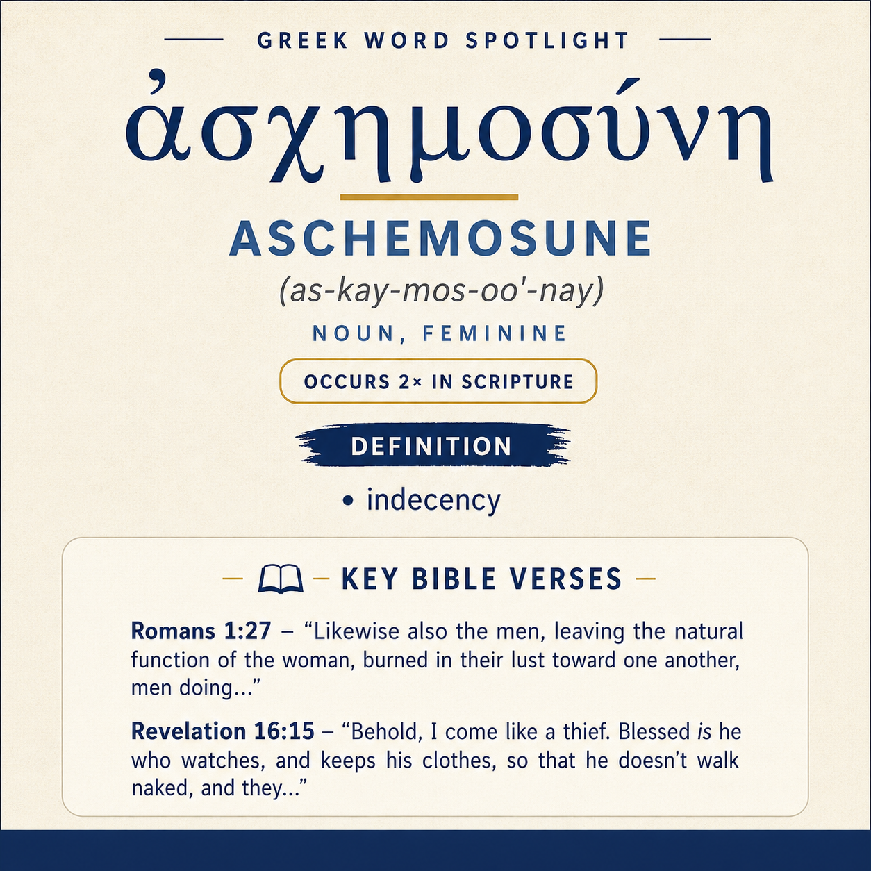 ” It appears twice in the New Testament: once in Paul’s description of same-sex acts in Romans, and once in Revelation’s