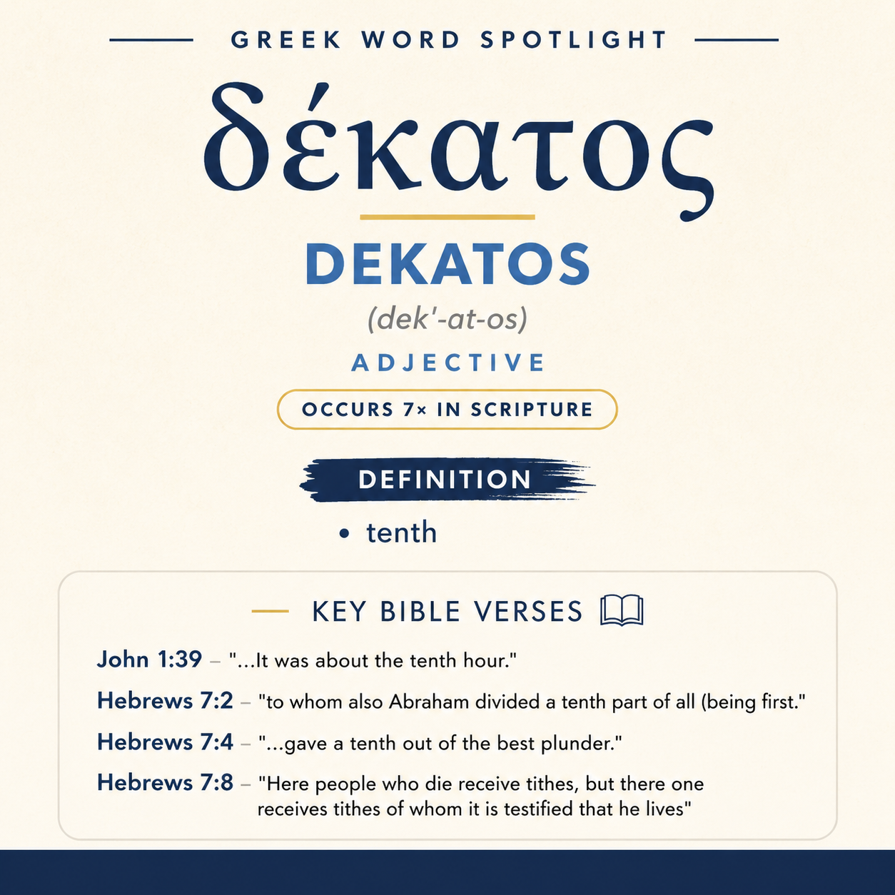 Exploring the Meaning of Dekatos in Greek statistics