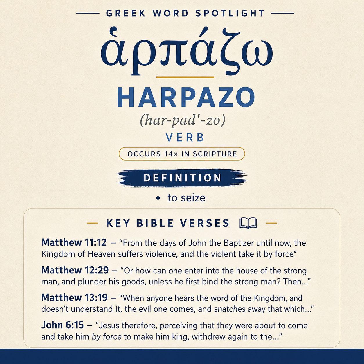 Exploring the Meaning of Harpazo in Greek statistics