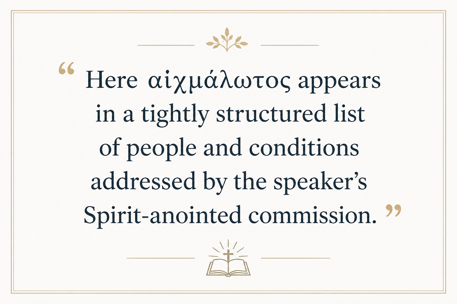 Key insight about Understanding the Meaning of Aichmalotos in Greek