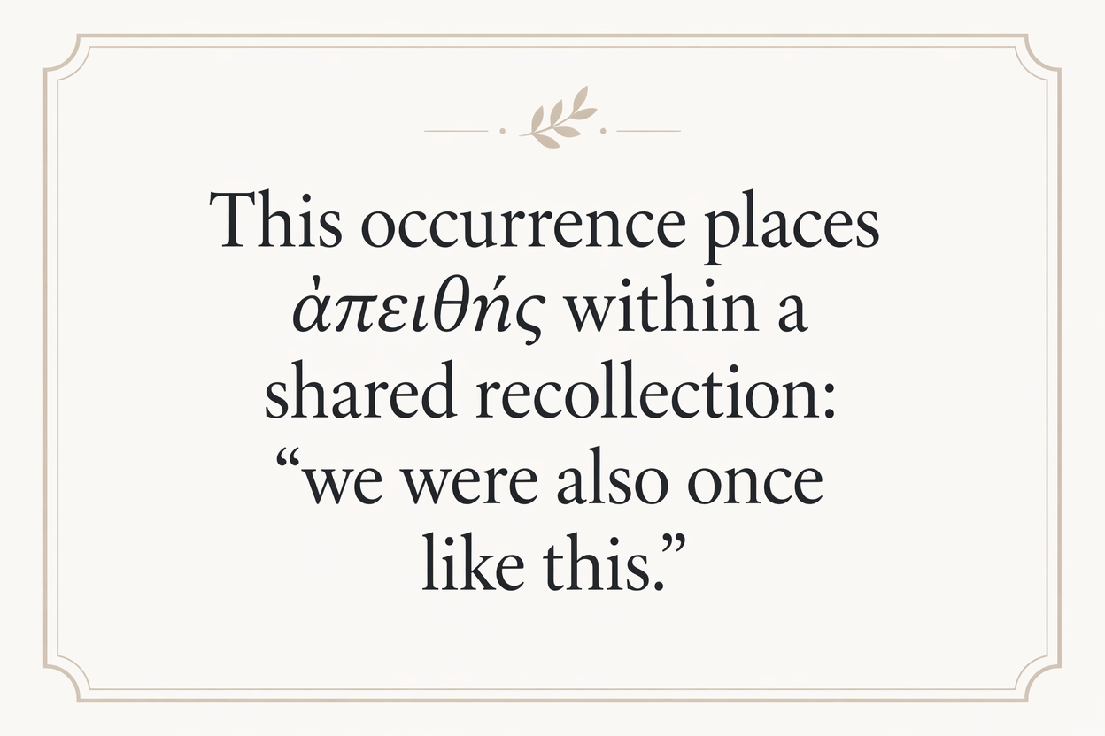 Key insight about Understanding the Meaning of Apeithes in Greek