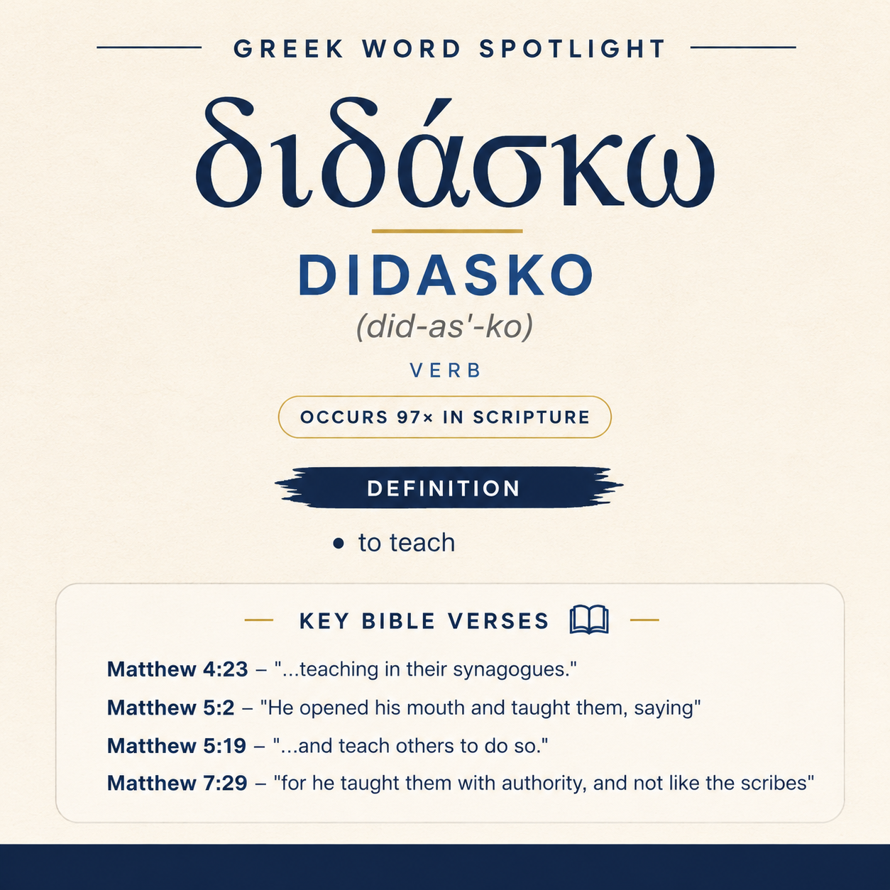 Exploring the Meaning of Didasko in Greek statistics