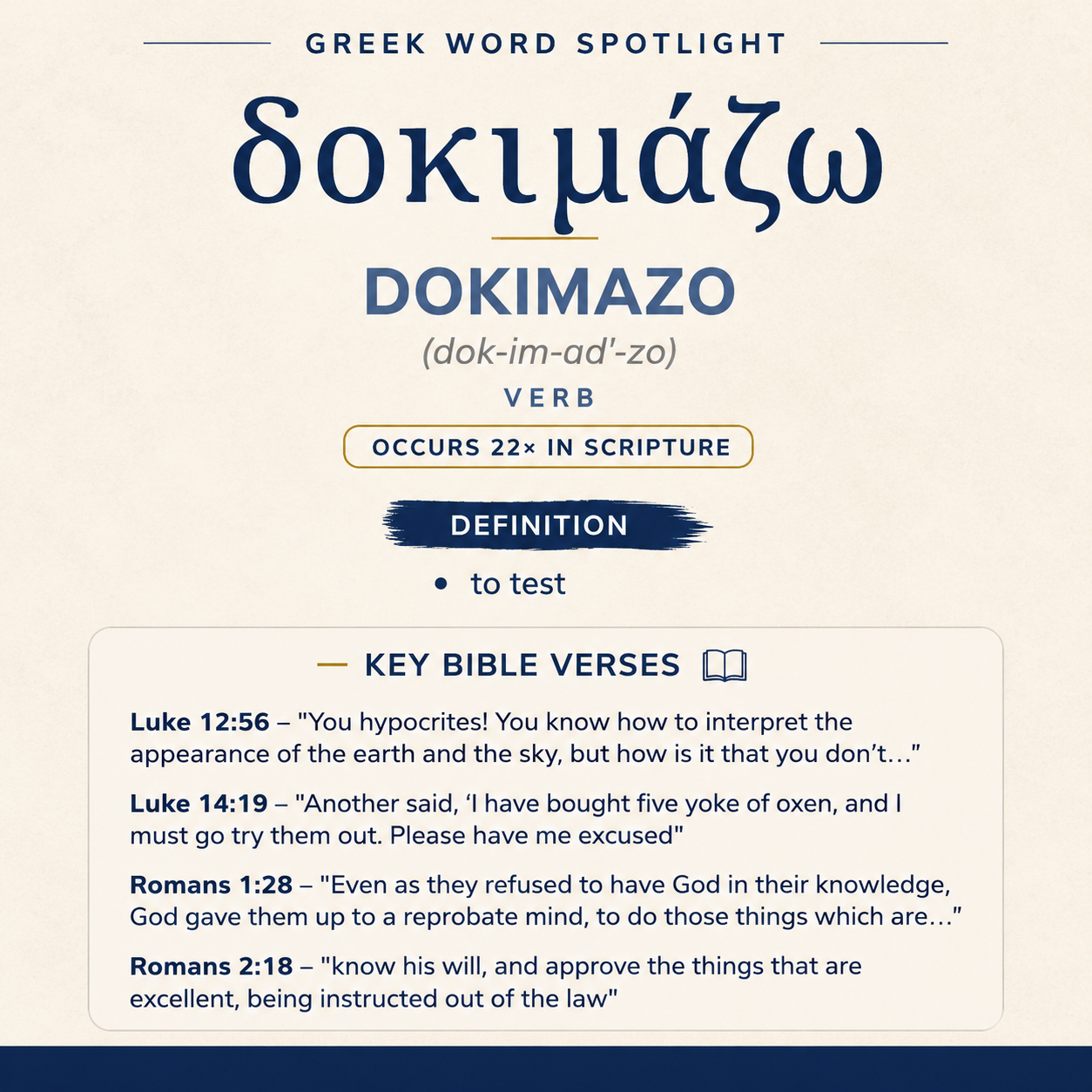 Exploring the Meaning of Dokimazo in Greek statistics