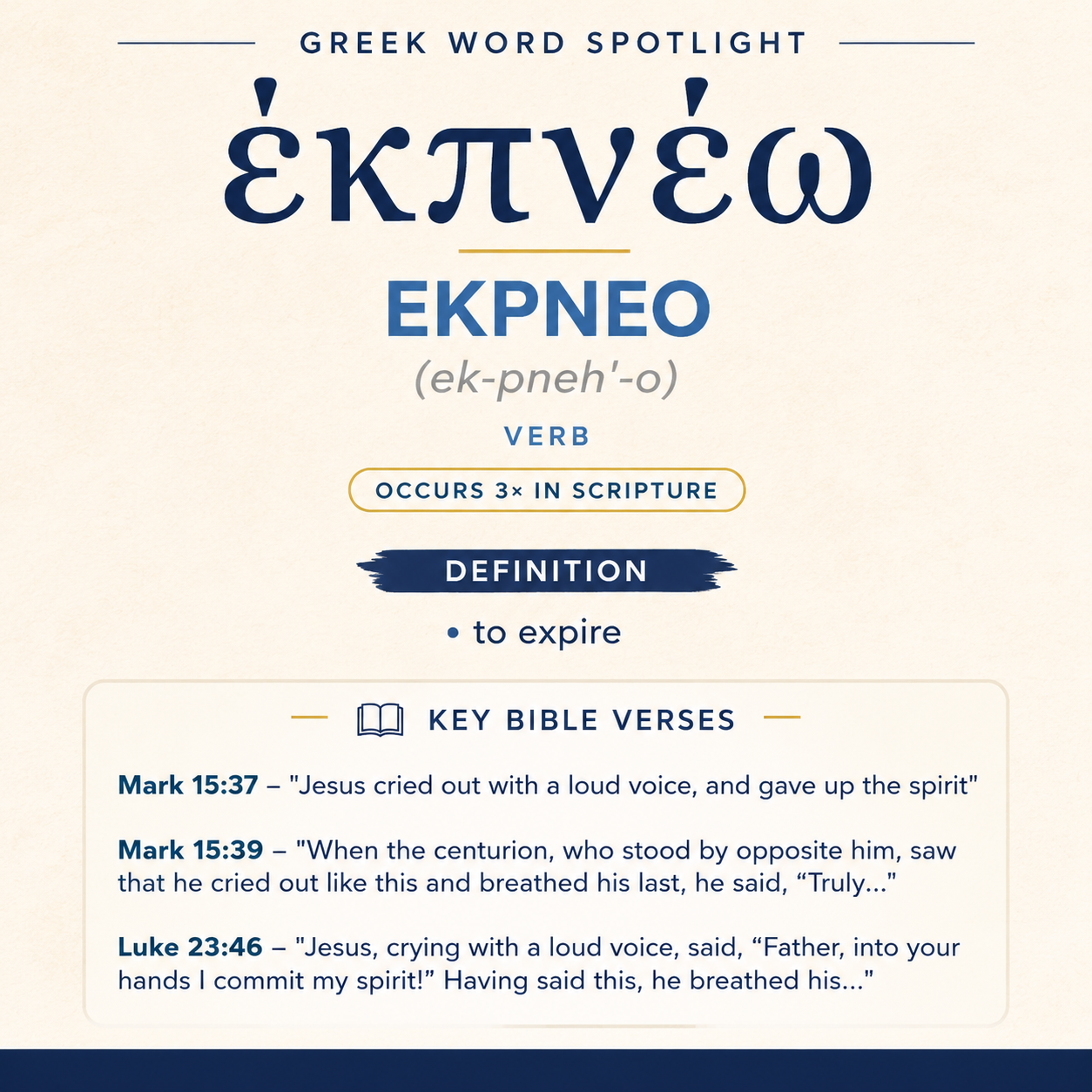 Exploring the Meaning of Ekpneo in Greek statistics