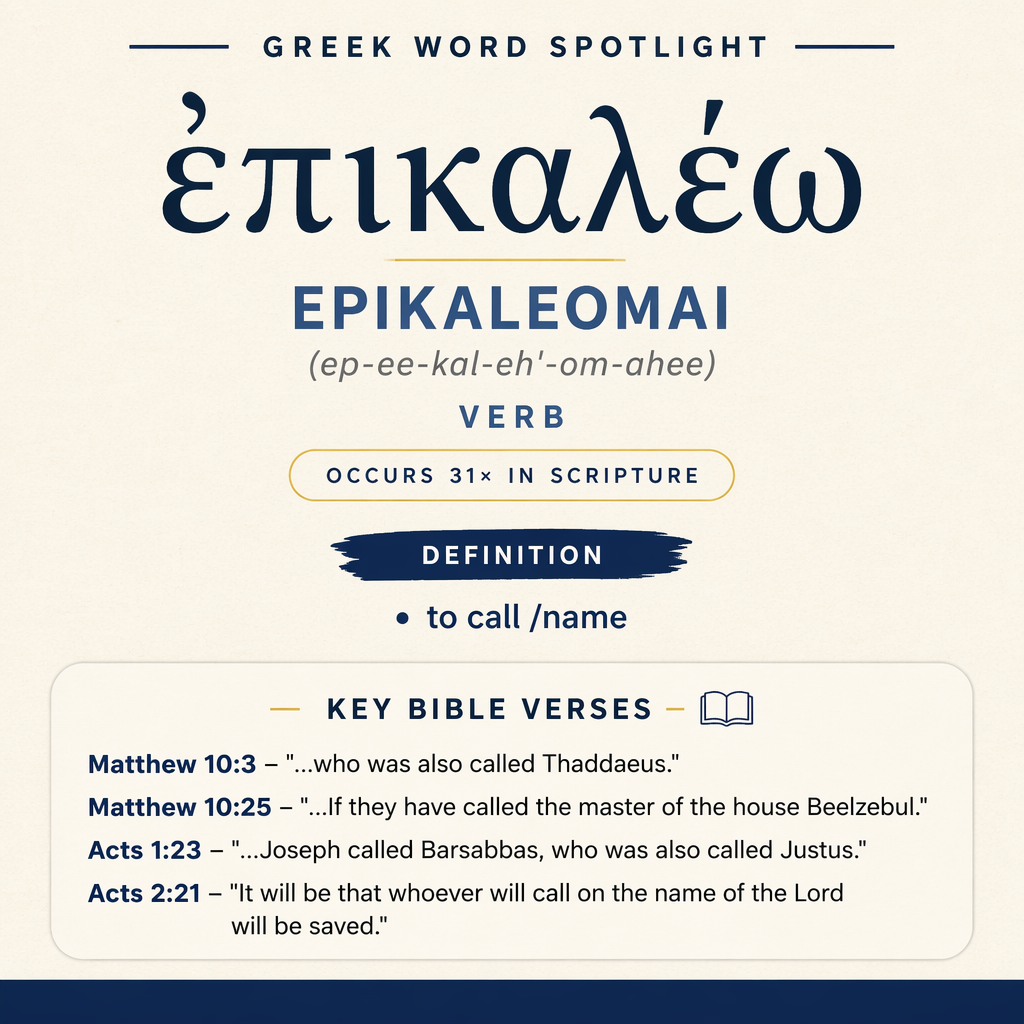 ” (Acts 1:23) ἐπικαλέω appears twice to anchor identity in a decision-making moment.