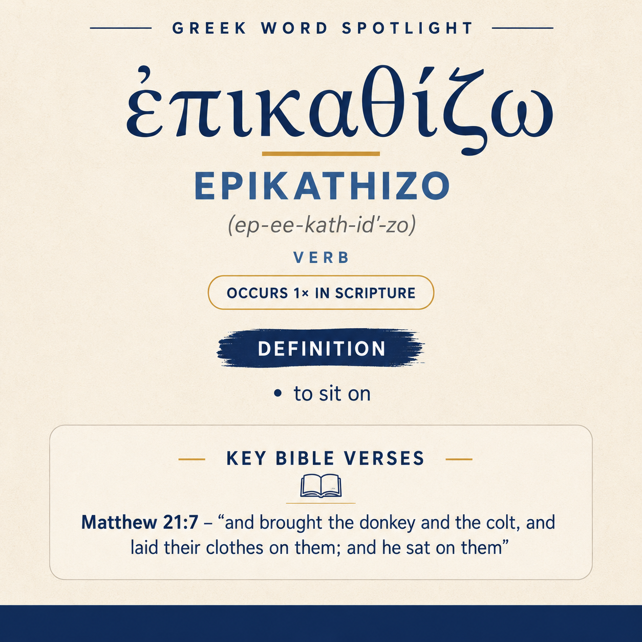 Exploring the Meaning of Epikathizo in Greek statistics