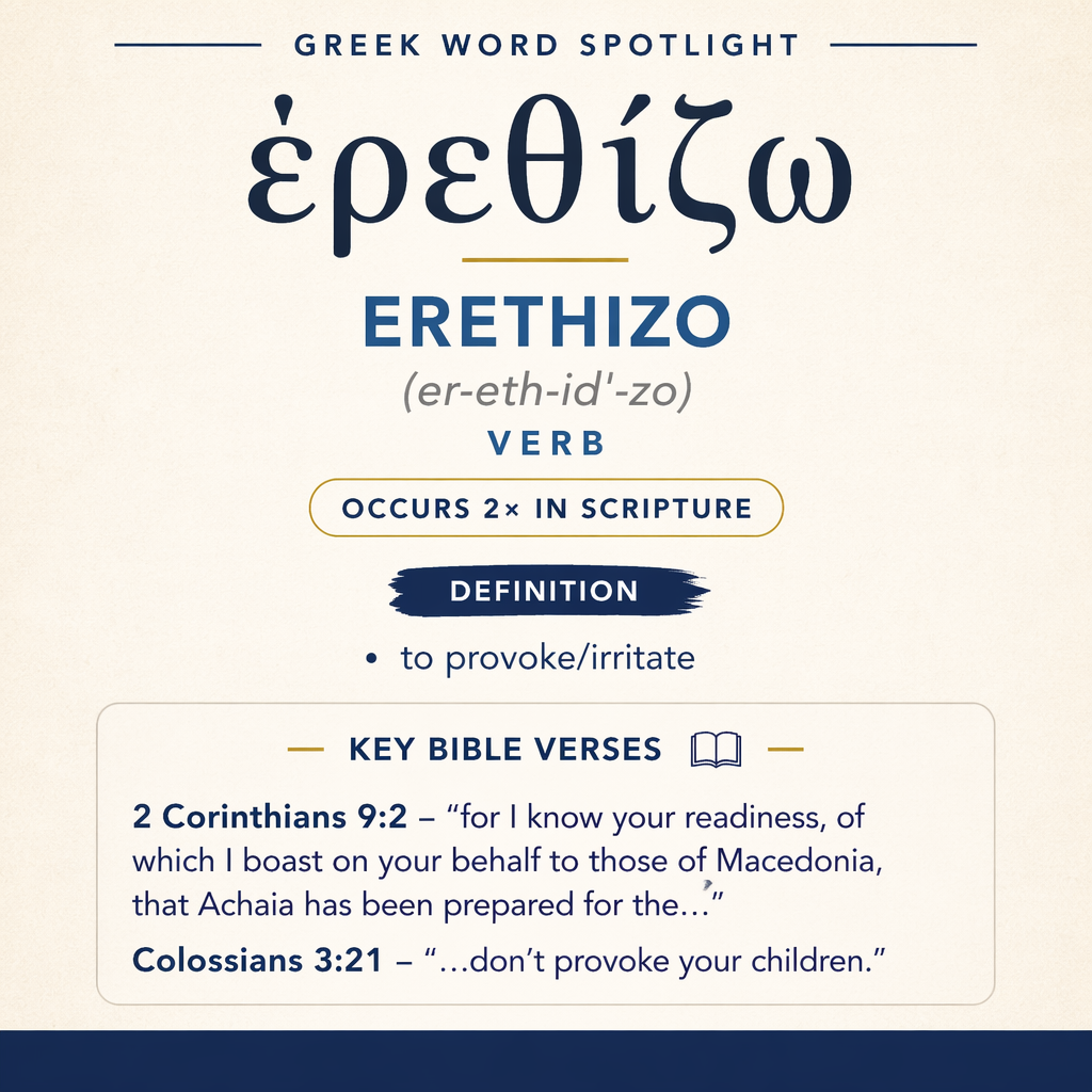 ἐρεθίζω means “to provoke/irritate” and appears twice in the New Testament.