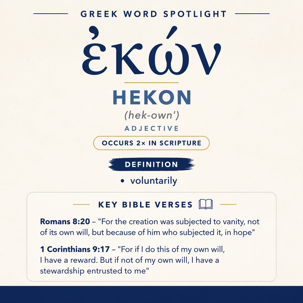 ” (1 Corinthians 9:17) In this verse, ἑκών appears twice in a tightly balanced conditional contrast, and its placement s