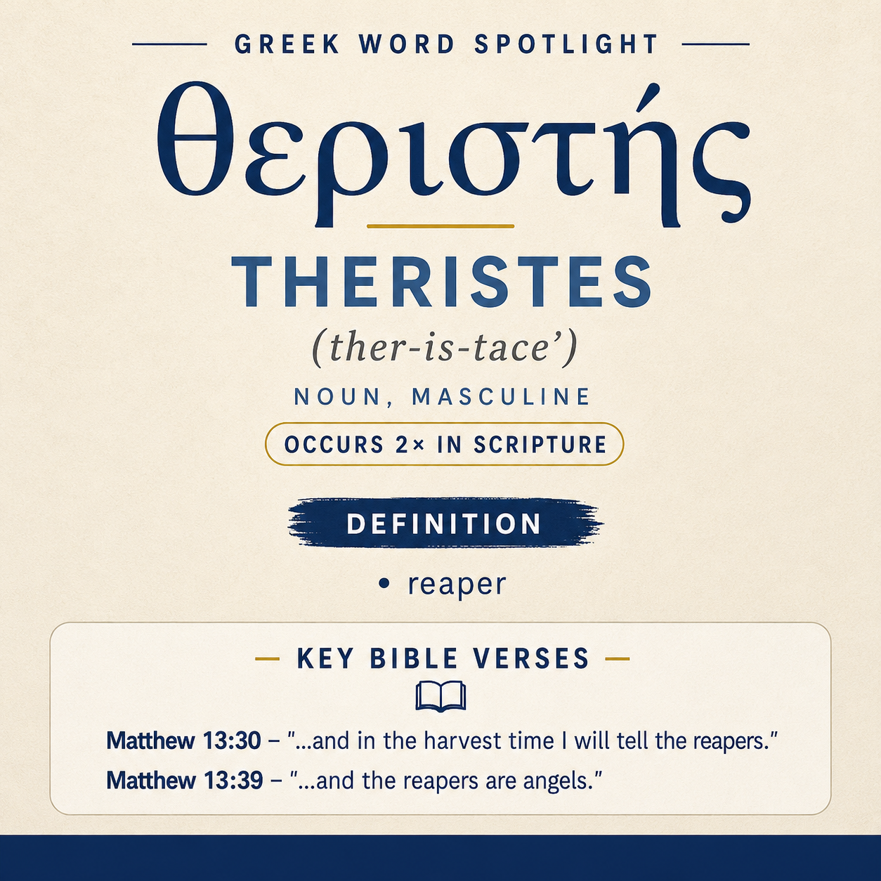 Exploring the Meaning of Theristes in Greek statistics