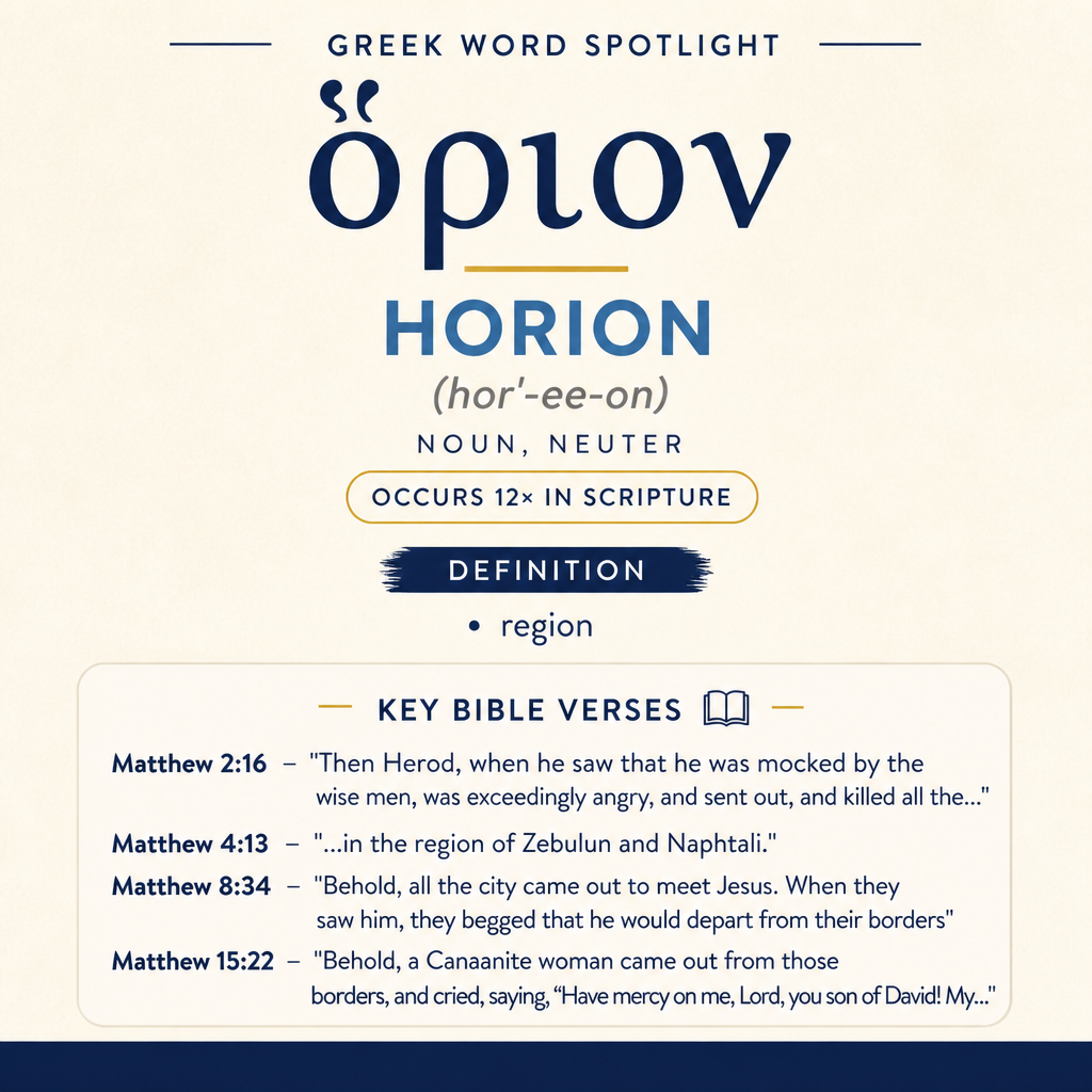 ” This verse uses ὅριον twice in the flow of movement: departure “from the borders of Tyre and Sidon” and travel “throug