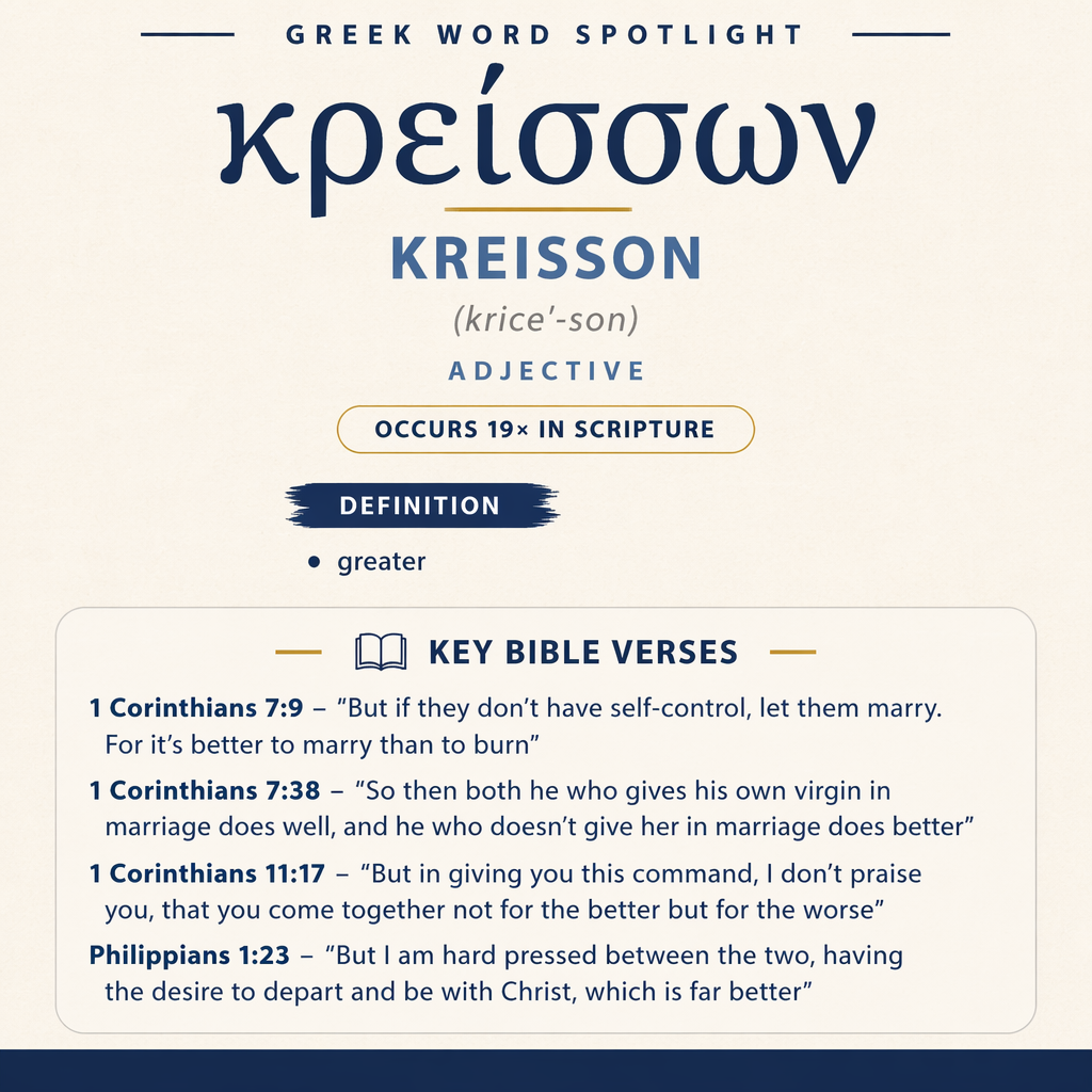 ” (Hebrews 1:4) This verse uses κρείσσων twice to articulate superiority in two linked comparisons.
