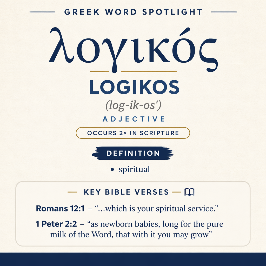 λογικός means “spiritual” and appears twice in the New Testament: once in Paul’s appeal for devoted worship in Romans an