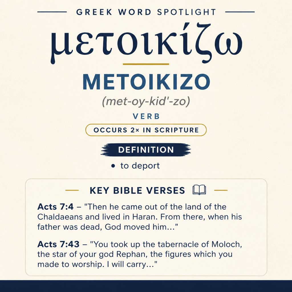 μετοικίζω means “to deport,” and it appears twice in the New Testament, both times in Stephen’s speech in Acts.