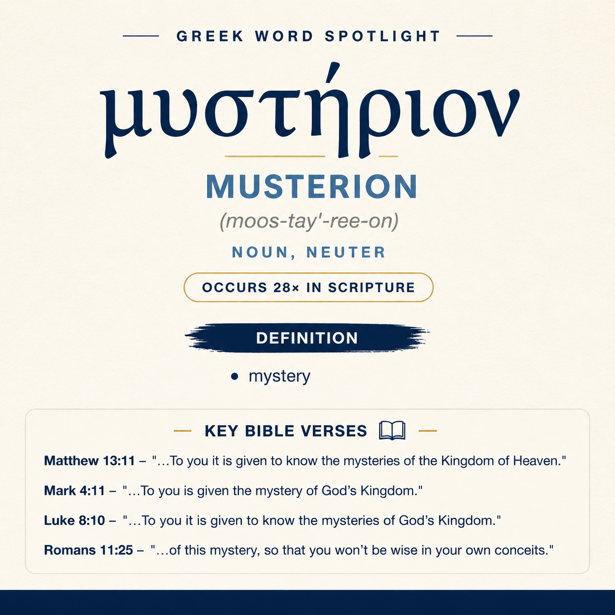 Exploring the Meaning of Musterion in Greek statistics