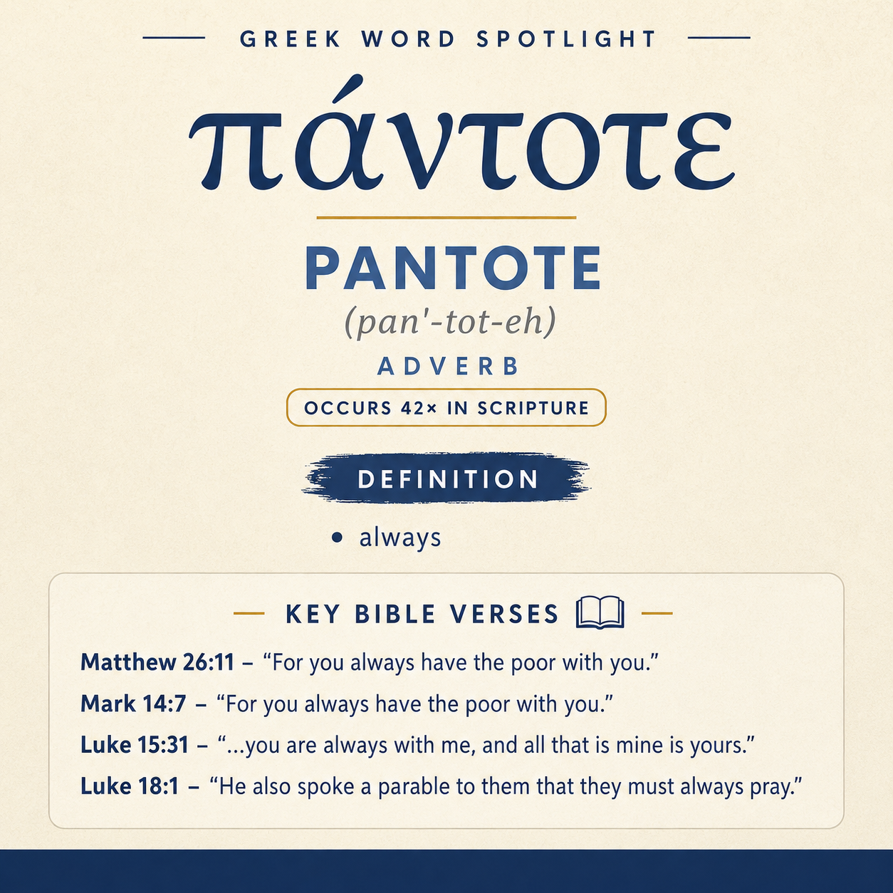 Exploring the Meaning of Pantote in Greek statistics