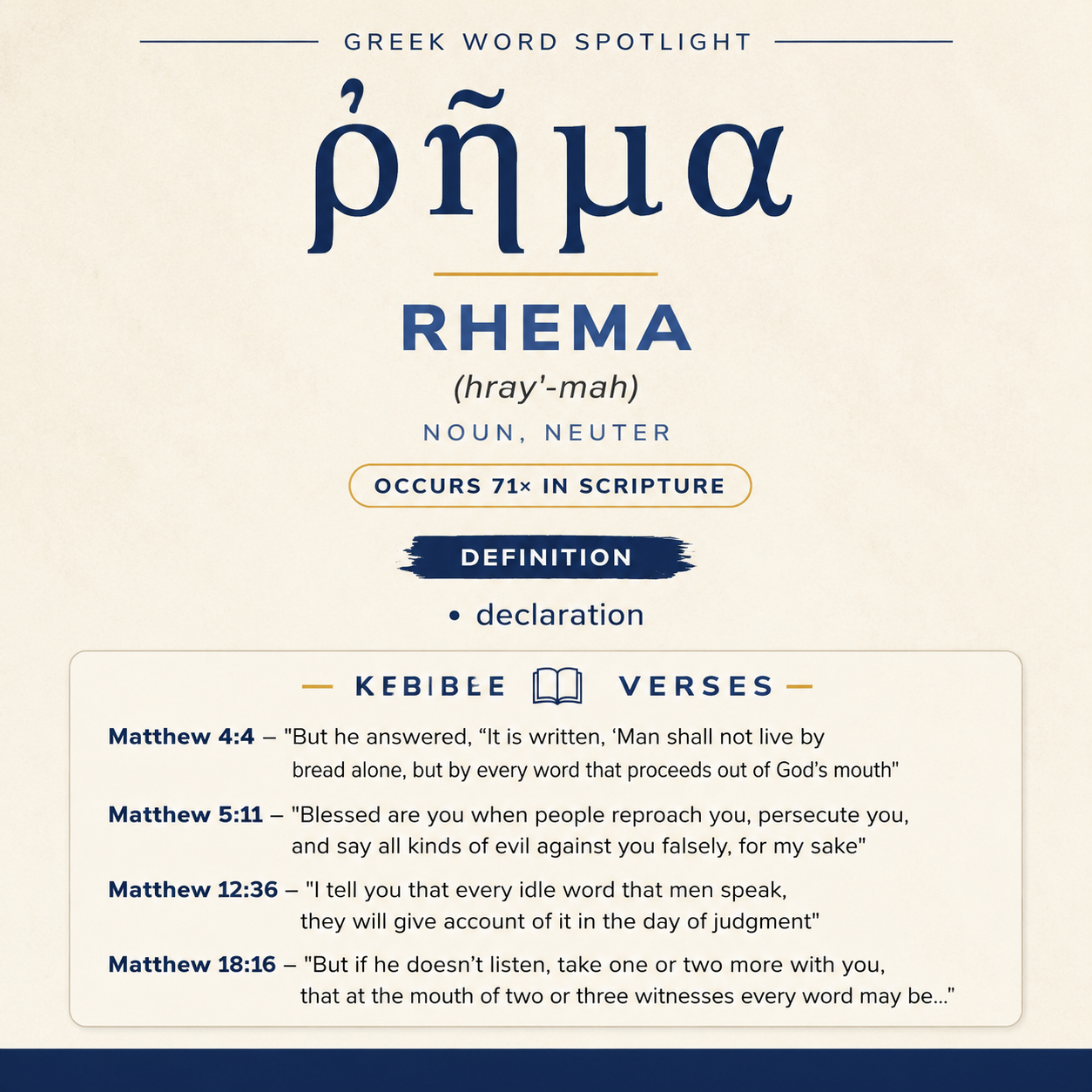 Exploring the Meaning of Rhema in Greek statistics