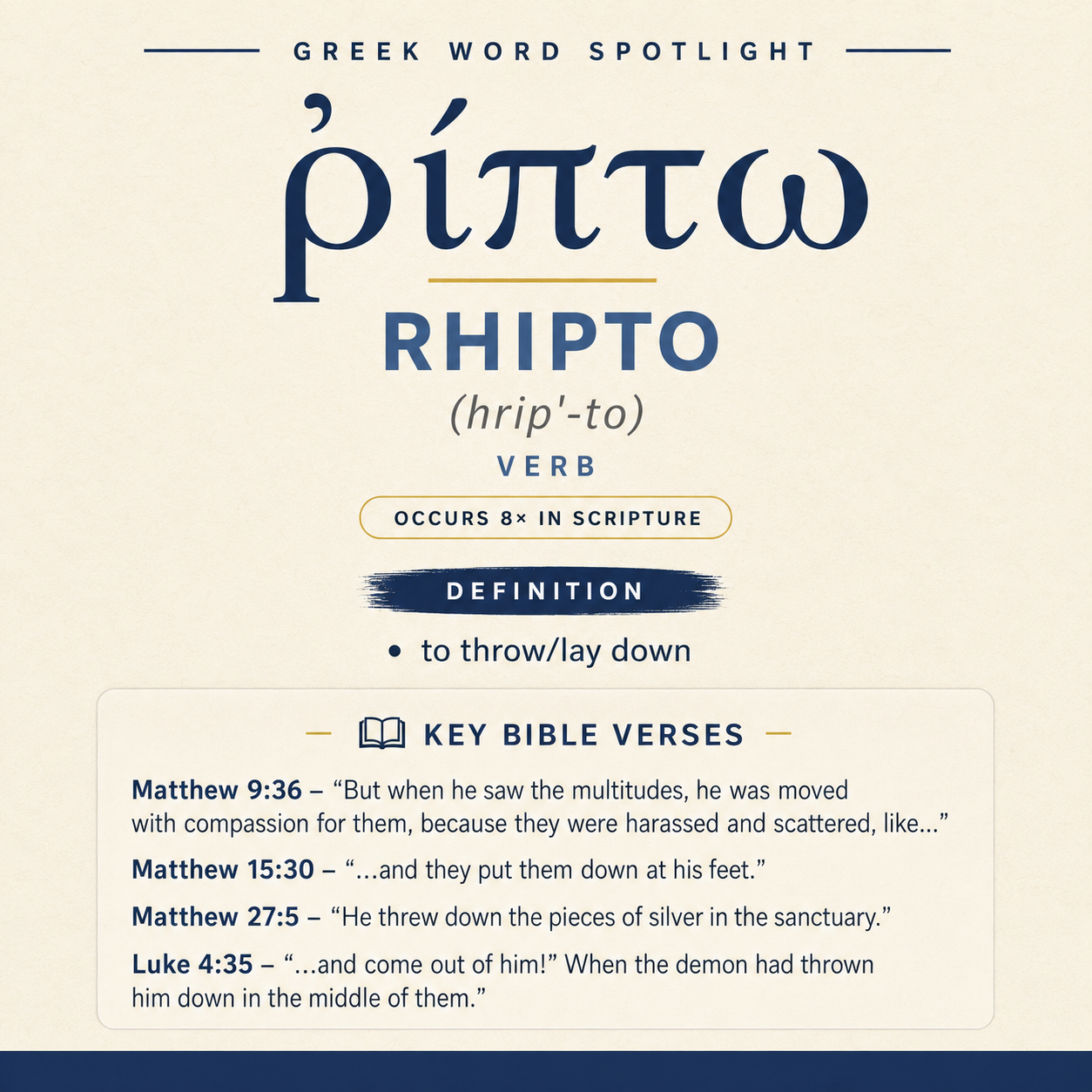 Exploring the Meaning of Rhipto in Greek statistics