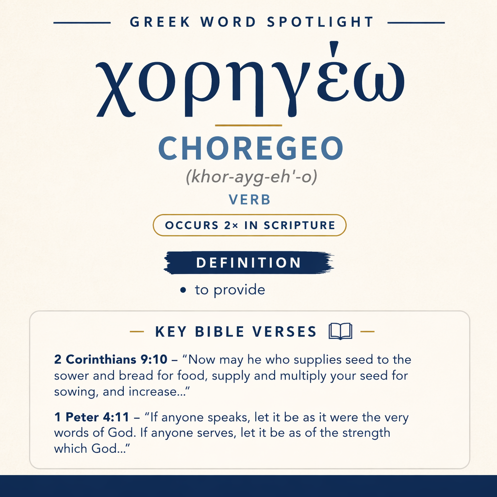 χορηγέω means “to provide,” and it appears twice in the New Testament: once in Paul’s appeal for generous giving and onc