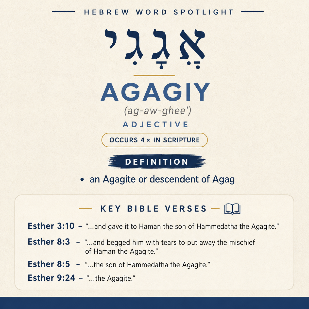 Discovering the Meaning of 'Agagiy in Hebrew statistics