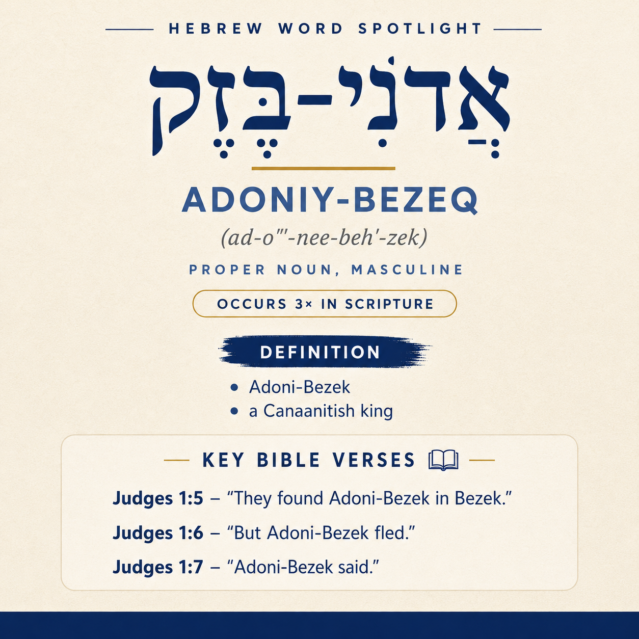 Understanding the Meaning of Adoniy-Bezeq in Hebrew statistics