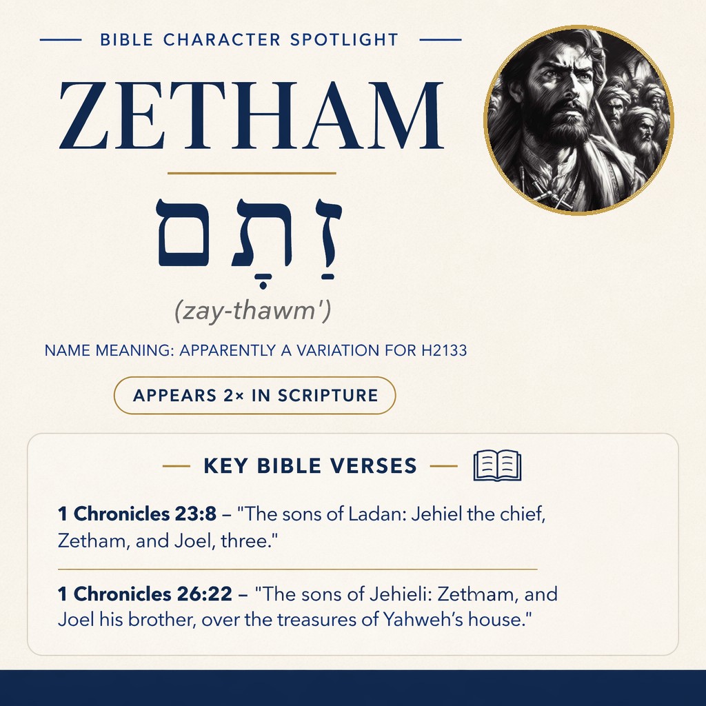 Who was Zetham in the bible? - character overview