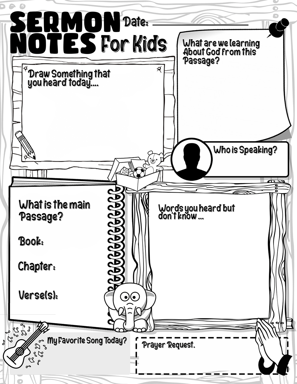 Sermon Notes Sheets for Kids Free Sheet 3 by Ministry Voice