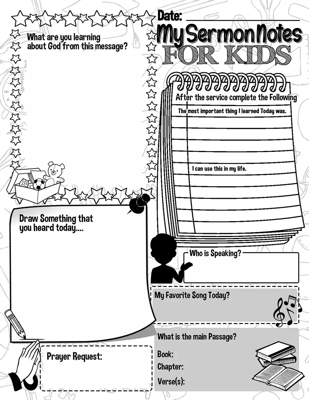 Sermon Notes Sheets for Kids Free Sheet 4 by Ministry Voice