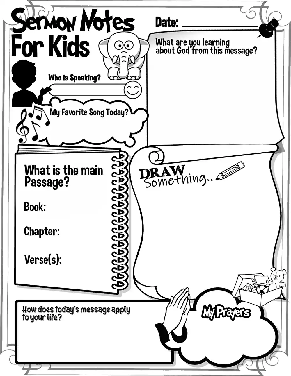Sermon Notes Sheets for Kids Free Sheet 7 by Ministry Voice