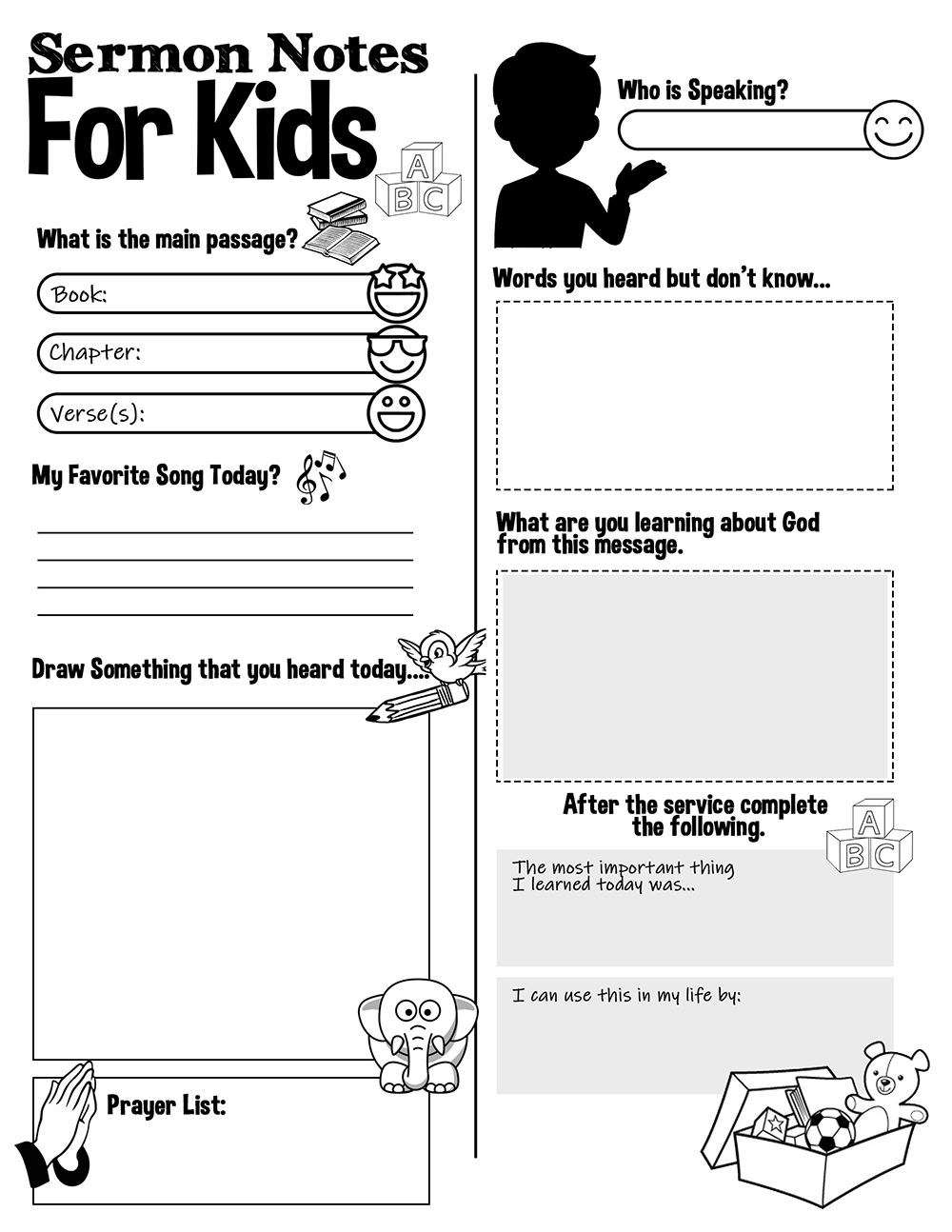 Sermon Notes Sheets for Kids Free Sheet 6 by Ministry Voice