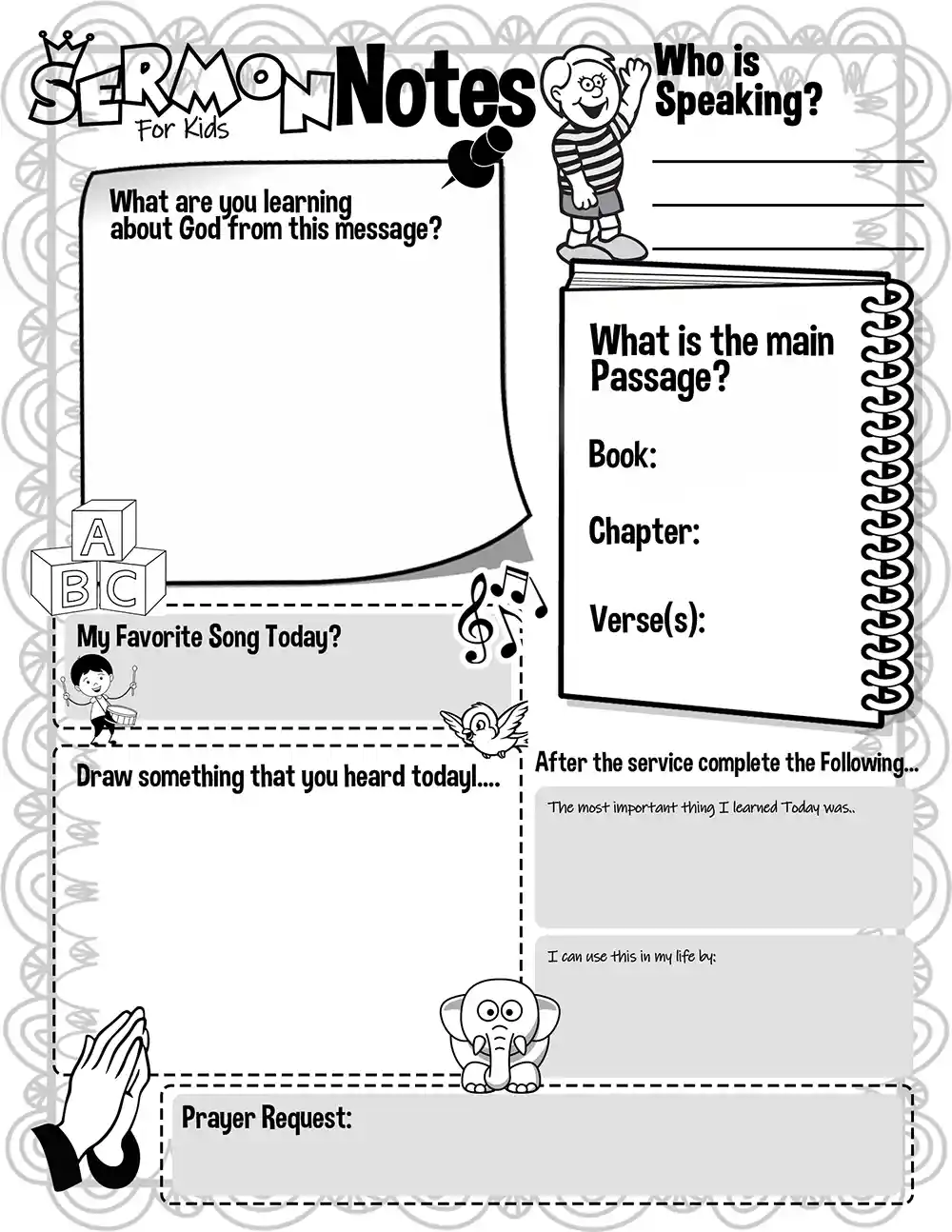 Sermon Notes Sheets for Kids Free Sheet 8 by Ministry Voice