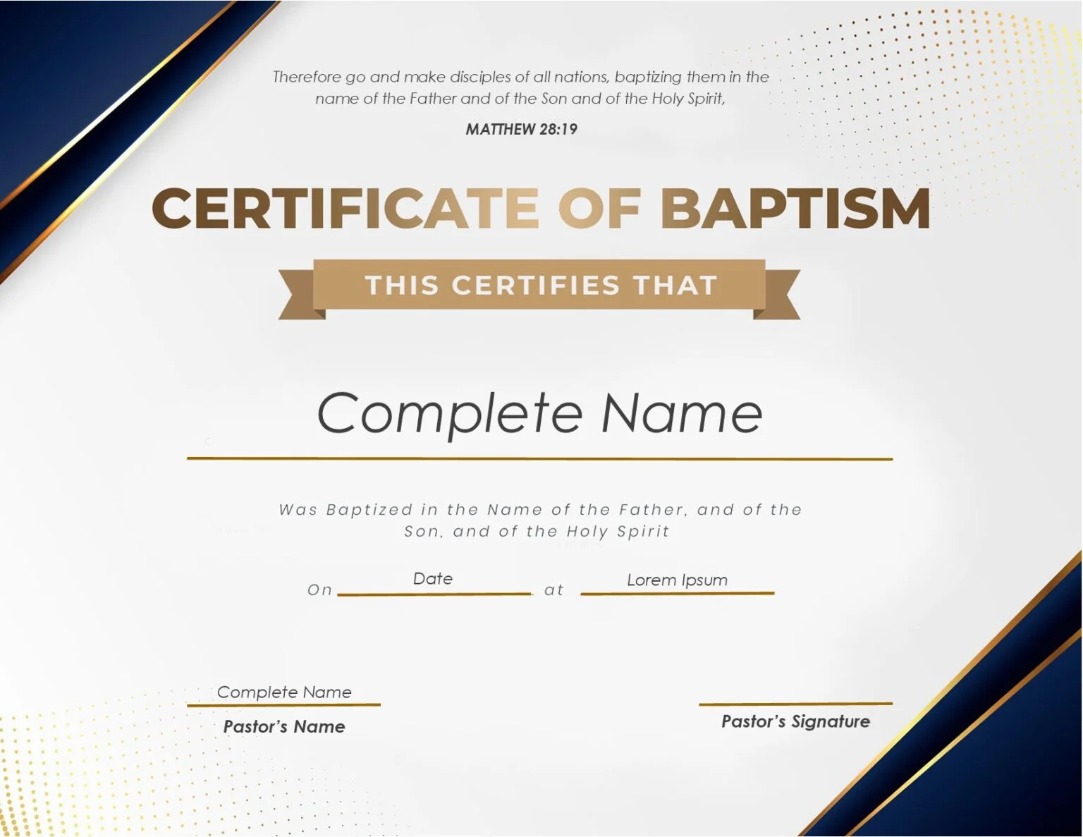 Baptismal Certificate - Free Baptism Certificate Template 2 by Ministry Voice