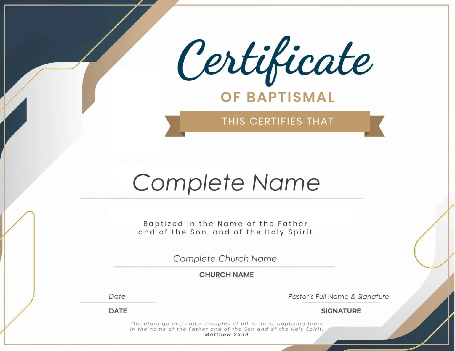 Baptismal Certificate - Free Baptism Certificate Template 4 by Ministry Voice