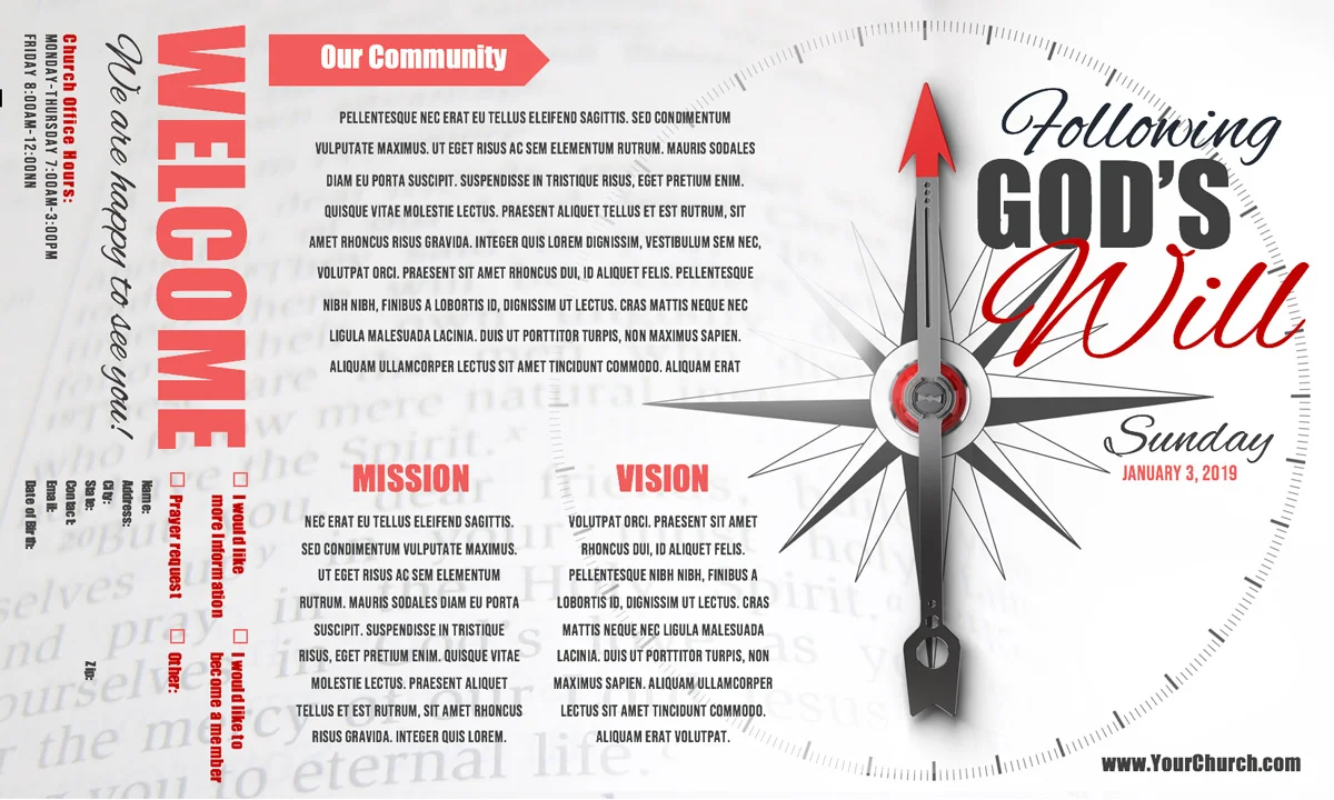 Church Bulletin Template 1 - Following God's Will by Ministry Voice