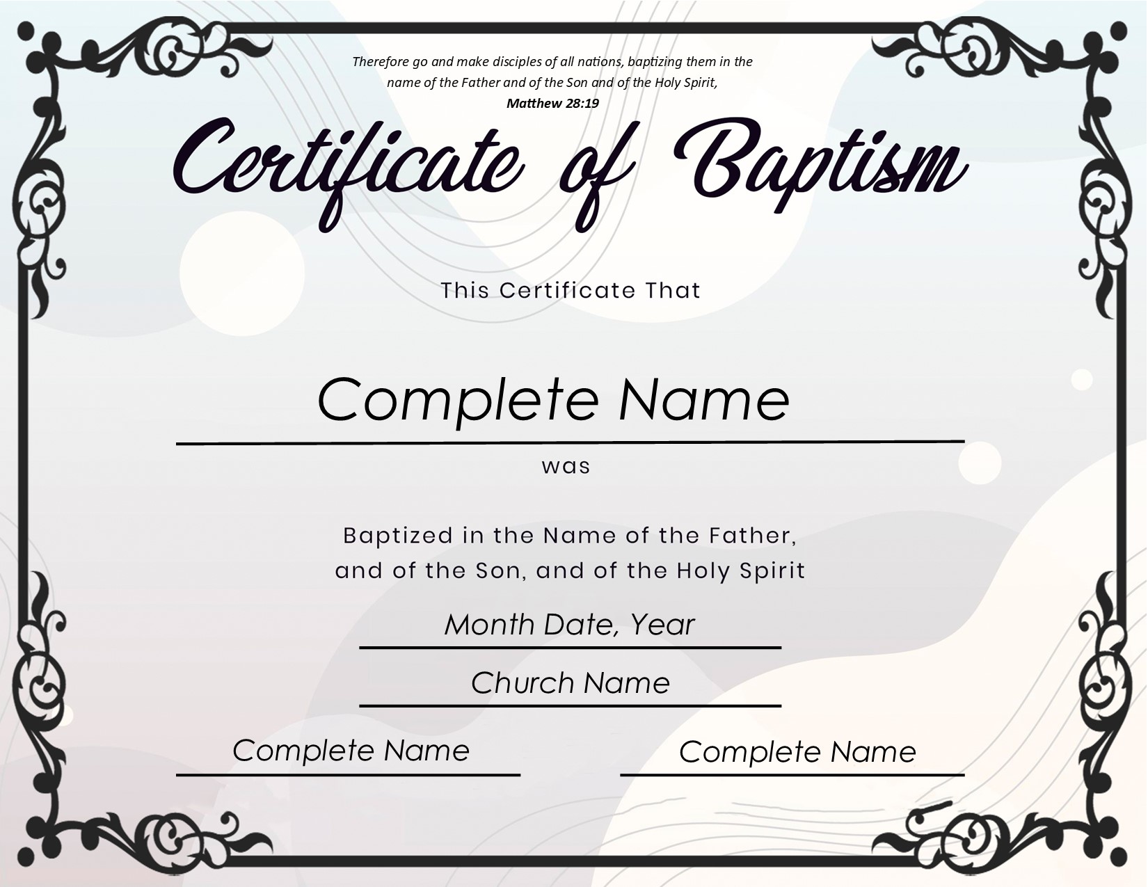 Baptismal Certificate Free Baptism Certificate Templates!