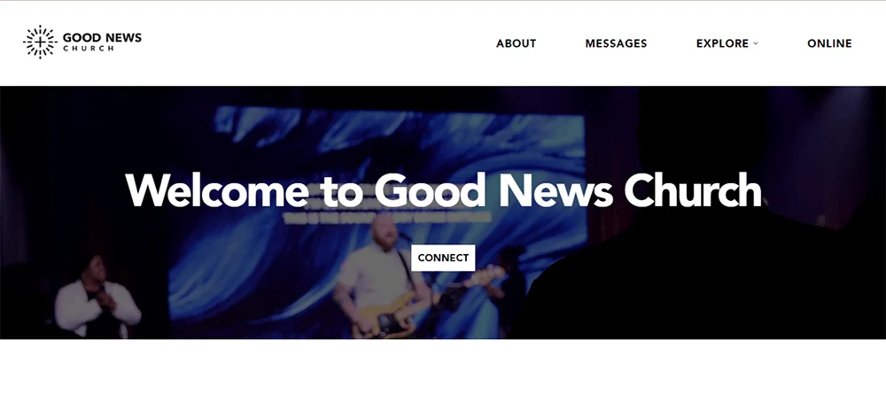 گڈ نیوز چرچ - منسٹری وائس کے ذریعہ بہترین جدید چرچ کی ویب سائٹ ڈیزائن