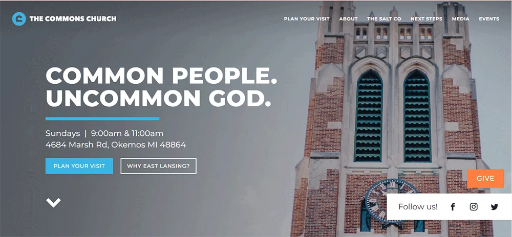 Commons For All — najlepszy projekt strony internetowej współczesnego kościoła autorstwa Ministry Voice