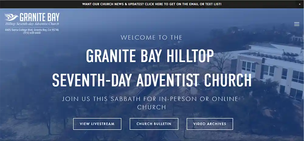 Kościół Granite Bay — najlepsze projekty stron internetowych współczesnego kościoła autorstwa Ministry Voice