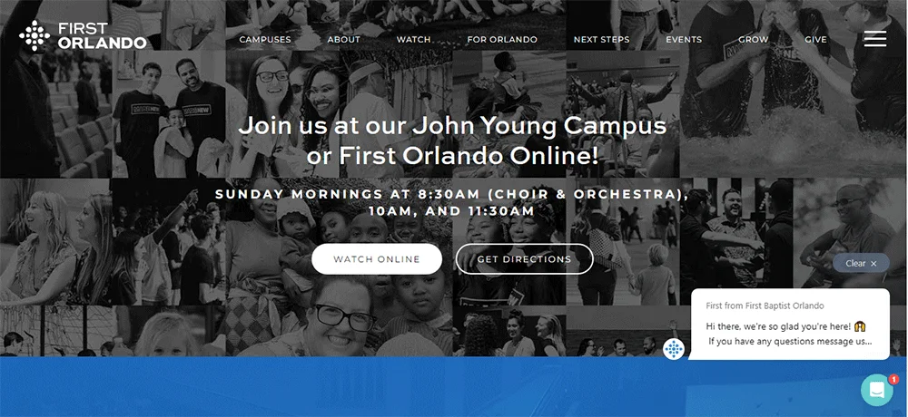 First Baptist Orlando - Cel mai bun design de site web pentru biserică modernă de către Ministry Voice