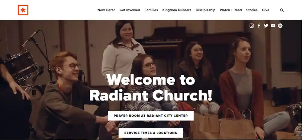 Radiant Church — najlepsze projekty stron internetowych współczesnego kościoła autorstwa Ministry Voice
