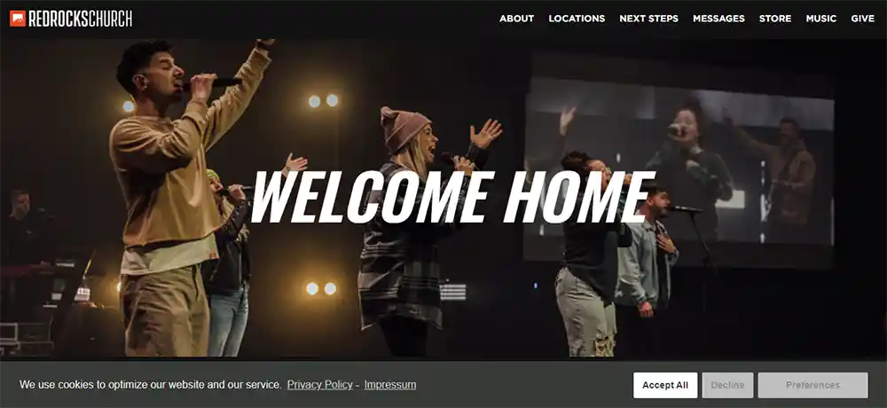 Red Rocks Church - Cele mai bune designuri de site web pentru biserică modernă de la Ministry Voice