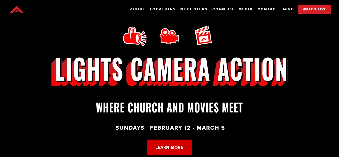 The Actions Church - Beste moderne kerkwebsite-ontwerp door Ministry Voice