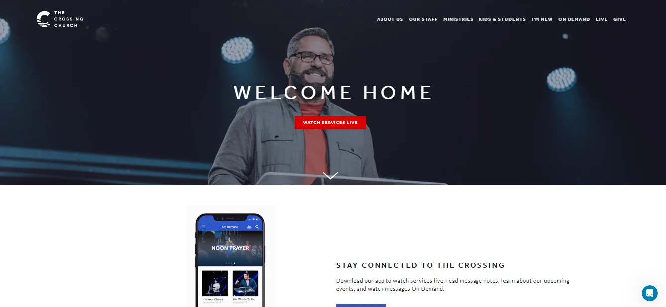 The Crossing Church - Meilleure conception de site Web d'église moderne par Ministry Voice