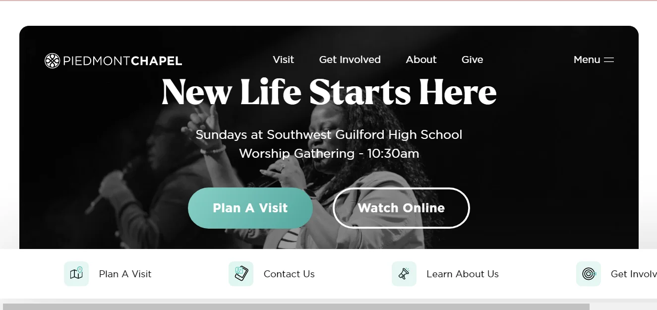 Piedmont Chapel - Cel mai bun design de site web pentru biserică modernă de către Ministry Voice