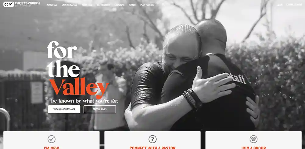 کرائسٹ چرچ آف دی ویلی - منسٹری وائس کے ذریعہ بہترین جدید چرچ کی ویب سائٹ ڈیزائن