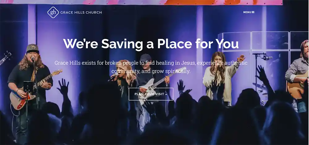 ग्रेस हिल्स चर्च - मिनिस्ट्री वॉयस द्वारा सर्वश्रेष्ठ आधुनिक चर्च वेबसाइट डिजाइन