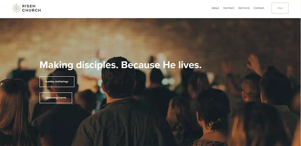 Risen Church - Ministry Voice가 제작한 최고의 현대 교회 웹사이트 디자인
