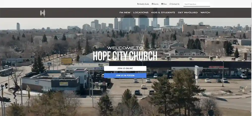 Hope City Church - Cele mai bune designuri de site-uri pentru biserici moderne de la Ministry Voice